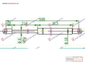 NOVI: delovi  AMORTIZER GEPEK VRATA 5 VRATA (565L-360N) Opel corsa b 97-00 -dostupno