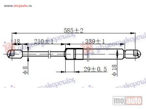 NOVI: delovi  AMORTIZER HAUBE (585L-290N) Desno Mercedes c class (w203) sdn/s.w. 00-03 -dostupno