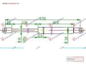 NOVI: delovi  AMORTIZER GEPEK VRATA 93- (576L-310N) Ford fiesta 96-99 -dostupno