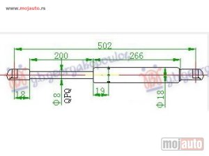 NOVI: delovi  AMORTIZER GEPEK VRATA (500L-280N) Vw golf ii manhatan 88-91 -dostupno