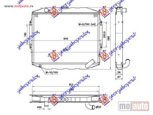 NOVI: delovi  HLADNJAK MOTORA 2.5 TDi (MAN/AUTO) (+/-AC) (45x59.8x5.3) (BAKAR) Mitsubishi pajero 96-01 -dostupno