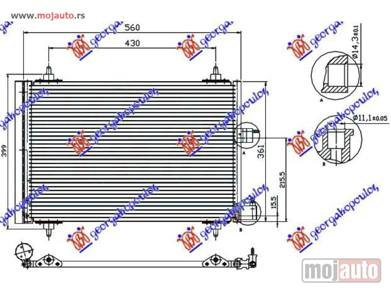 Glavna slika -  HLADNJAK KLIME BENZIN - 1.9/2.0 DIZEL (52x36x1.6) Citroen xsara picasso 99-07 -dostupno - MojAuto