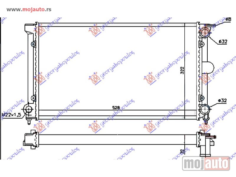 Glavna slika -  HLADNJAK MOTORA BENZIN/DIZEL (+AC) (52.5x32x3.4) Vw jetta 79-83 -dostupno - MojAuto