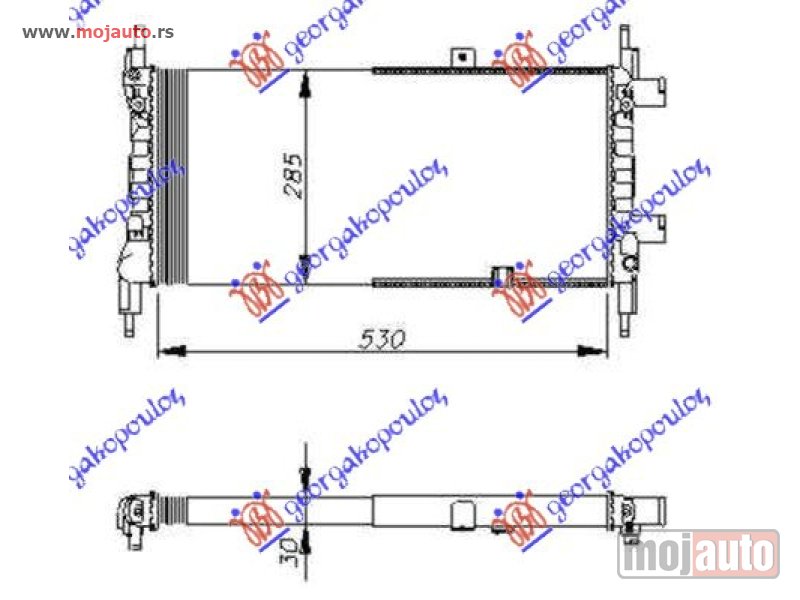 Glavna slika -  HLADNJAK MOTORA 1.2CC (53x29) Opel combo 85-88 -dostupno - MojAuto