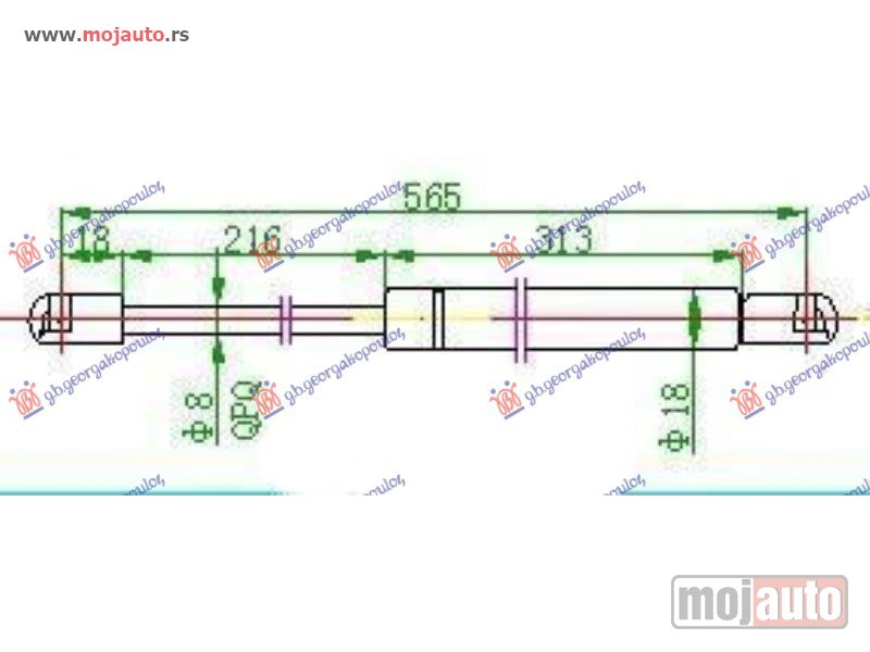 Glavna slika -  AMORTIZER GEPEK VRATA 5 VRATA (565L-360N) Opel corsa b 97-00 -dostupno - MojAuto