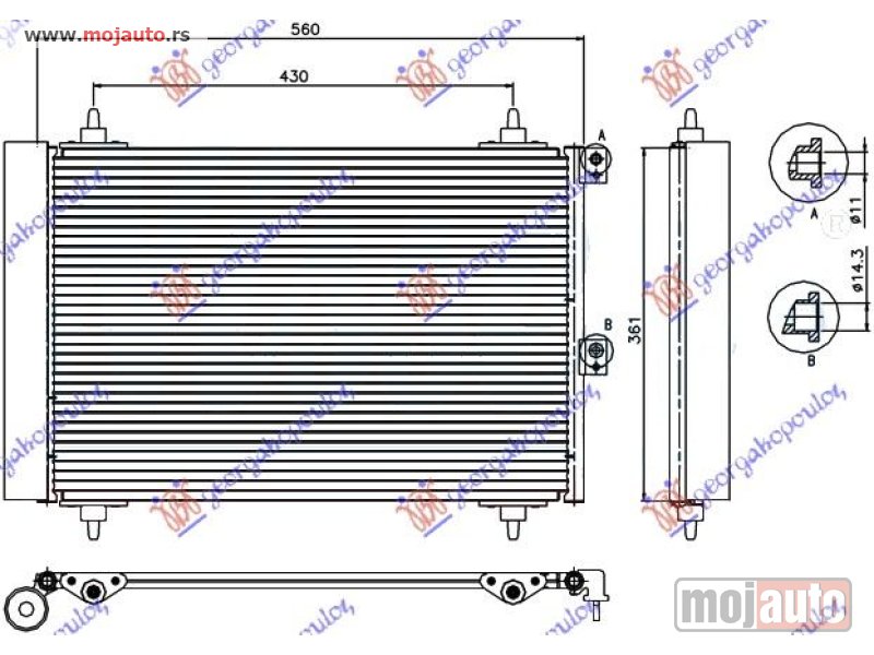 Glavna slika -  HLADNJAK KLIME 1.6 HDi (52x36x17) Citroen berlingo 02-08 -dostupno - MojAuto