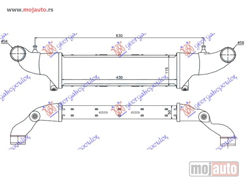 Glavna slika -  HLADNJAK INTERKULERA 2.0i-16V KOMPRESOR - 2.2CDi/2.5TDi (430x115x50) Mercedes c class (w202) 93-99 -dostupno - MojAuto