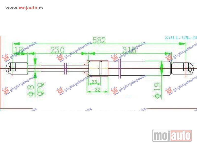 Glavna slika -  AMORTIZER GEPEK VRATA (582L-460N) Mercedes clc (w203) coupe 08-11 -dostupno - MojAuto