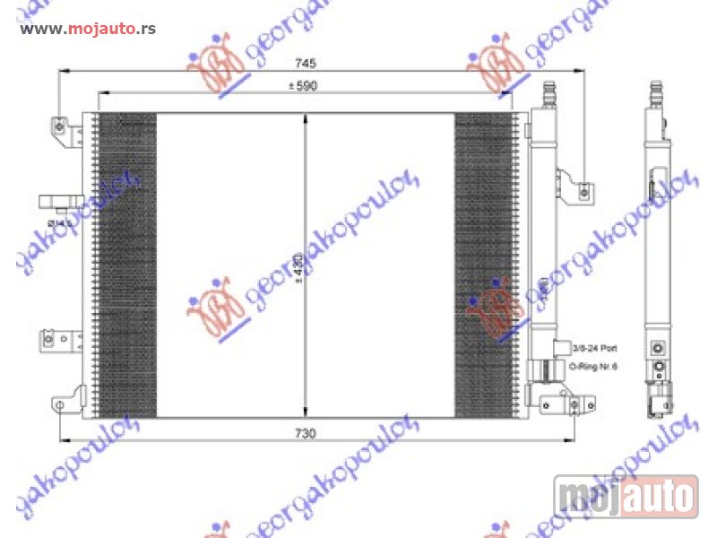 Glavna slika -  HLADNJAK KLIME BENZIN/DIZEL (59.5x43) Volvo s60 00-10 -dostupno - MojAuto