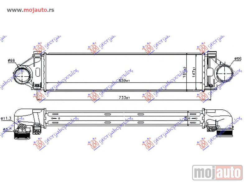 Glavna slika -  HLADNJAK INTERKULERA 2.0T/3.0T6 BENZIN - 2.0D/2.4D5 DIZEL (660x145x64) Volvo s80 06-13 -dostupno - MojAuto