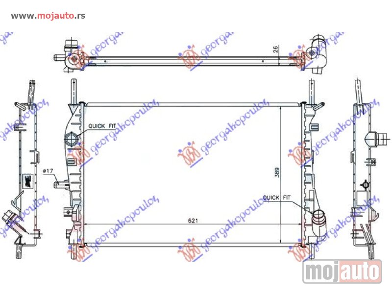 Glavna slika -  HLADNJAK MOTORA DIZEL (+AC) (62x39.7) 02- Ford mondeo 00-07 -dostupno - MojAuto