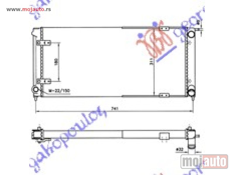 Glavna slika -  HLADNJAK MOTORA BENZIN/DIZEL (+AC) (67.5x32x3.4) Vw jetta 84-91 -dostupno - MojAuto