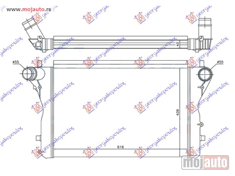 Glavna slika -  HLADNJAK INTERKULERA 2.0 (S3) (610x410x40) 55 CEO ALUMINIJUM Audi a3 03-08 -dostupno - MojAuto