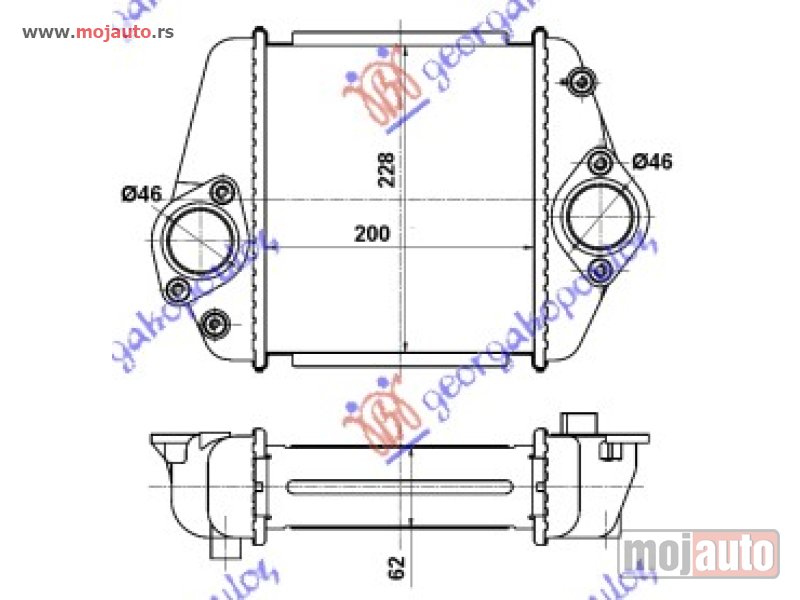 Glavna slika -  HLADNJAK INTERKULERA 2.2 DI DIZEL (200x230x62) (NISSENS) Mazda 6 08-13 -dostupno - MojAuto