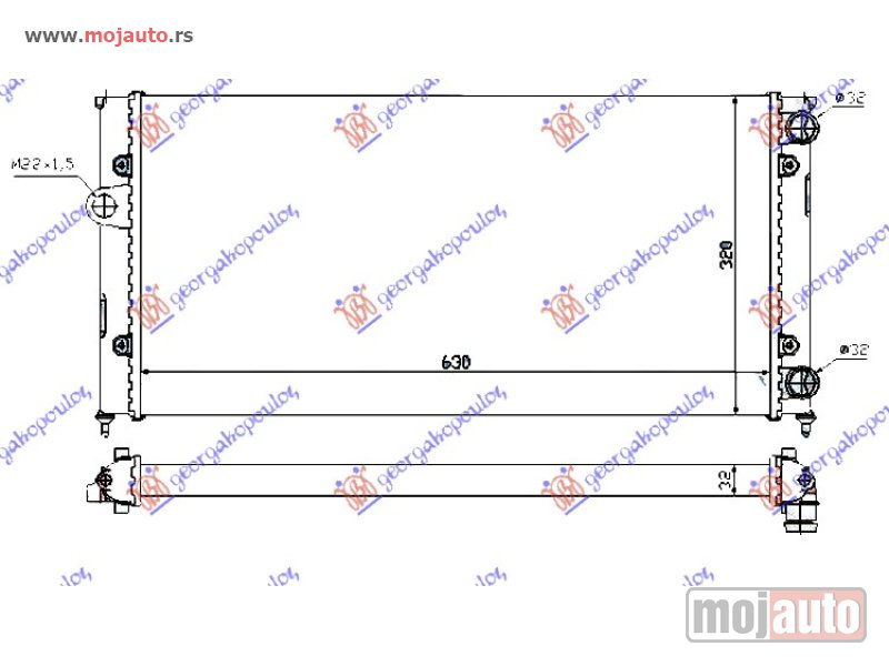 Glavna slika -  HLADNJAK MOTORA 1.6/1.8/2.0i8V/1.9TDi (630x320x32) Vw vento 92-98 -dostupno - MojAuto