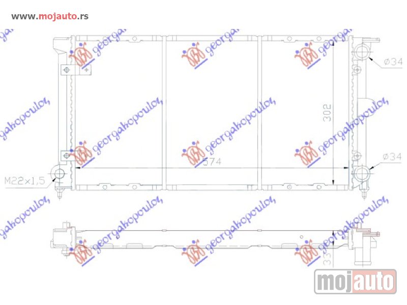 Glavna slika -  HLADNJAK MOTORA 1.5/1.6/1.8 BENZIN / 1.6 DIZEL (57x32x34) Vw golf i 77-83 -dostupno - MojAuto