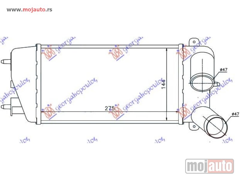 Glavna slika -  HLADNJAK INTERKULERA 1.4 HDi (275x147x64) Peugeot 1007 05-09 -dostupno - MojAuto