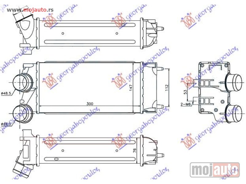 Glavna slika -  HLADNJAK INTERKULERA 1.6 HDI (30x150x80) 09- Citroen ds4 11-15 -dostupno - MojAuto