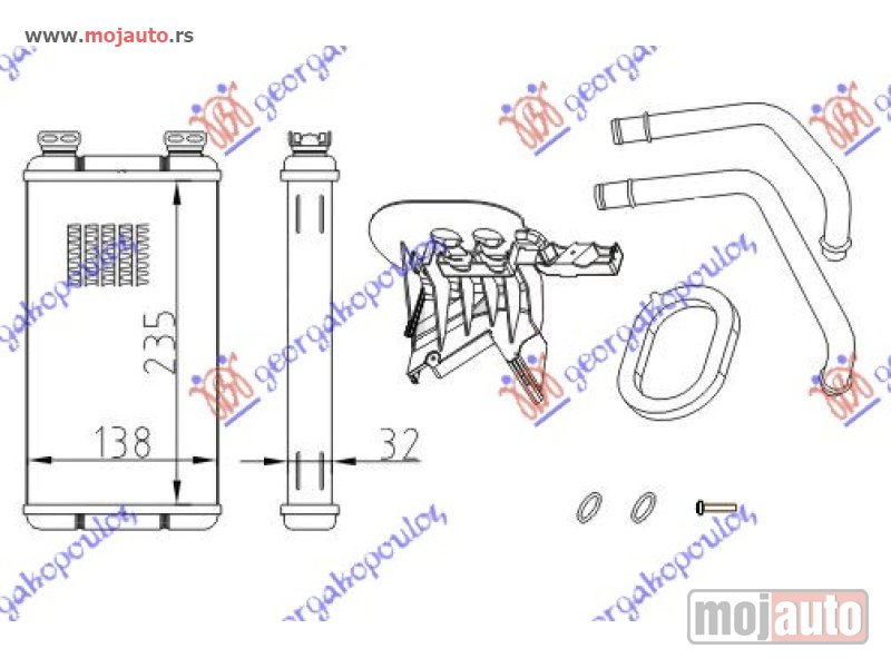 Glavna slika -  GREJAC KABINE (B) (+/-AC) (235x138) (KOMPLET) 03- Renault master/mascott 98-09 -dostupno - MojAuto