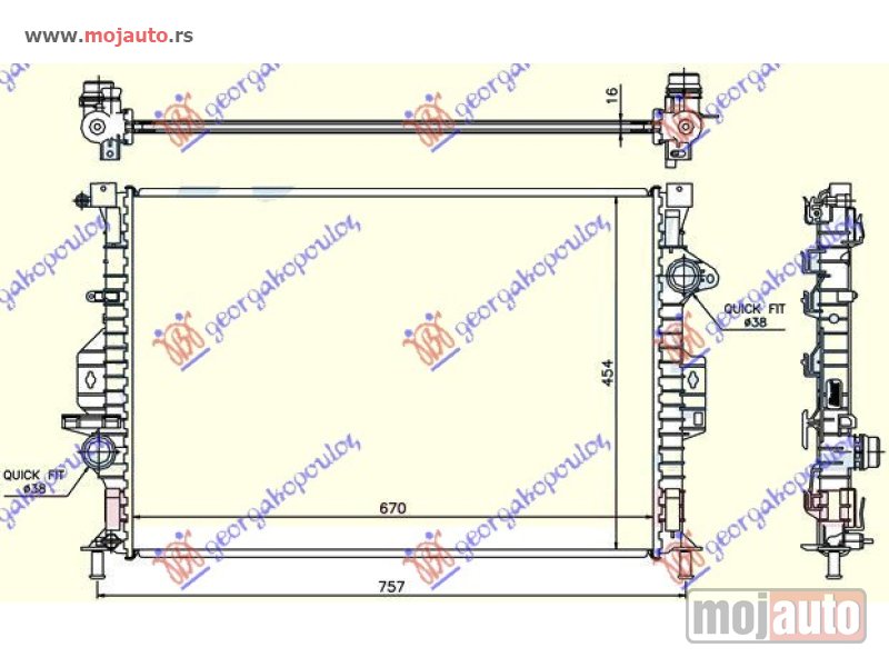 Glavna slika -  HLADNJAK MOTORA ZA SVE MODELE BENZIN/DIZEL (MAN) (670x454x16) Ford focus 11-14 -dostupno - MojAuto