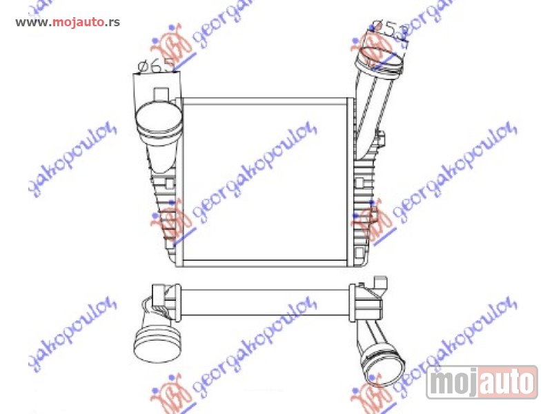 Glavna slika -  HLADNJAK INTERKULERA 3.0 TDi DIZEL (286x292x50) (66/54) Desno Vw touareg 03-10 -dostupno - MojAuto