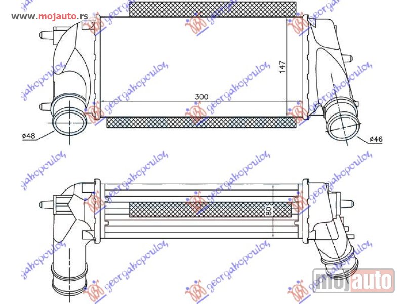 Glavna slika -  HLADNJAK INTERKULERA 1.0i 12V TURBO (300x147x80) Ford fiesta 13-17 -dostupno - MojAuto