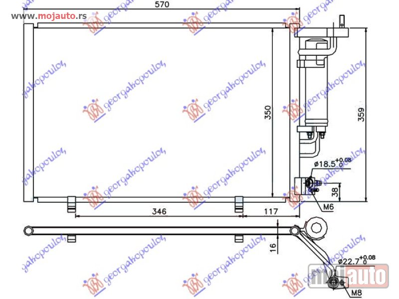 Glavna slika -  HLADNJAK KLIME 1.25/1.4/1.6 EFi BENZIN - 1.5 TDCi DIZEL (520x320x16) Ford b-max 12- -dostupno - MojAuto