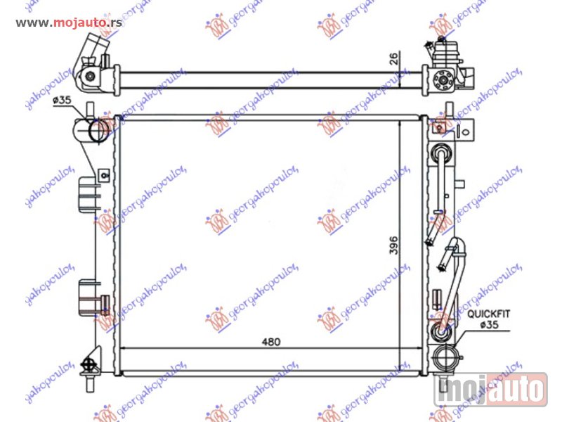 Glavna slika -  HLADNJAK MOTORA 1.6 CRDi DIZEL (AUTO) (480x395x26) Hyundai i30 5d 12-14 -dostupno - MojAuto