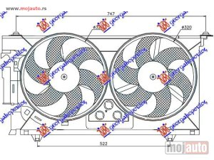 NOVI: delovi  VENTILATOR KLIME (MOTOR+ELISA) BENZIN/DIZEL (340mm) Peugeot partner 96-02 -dostupno