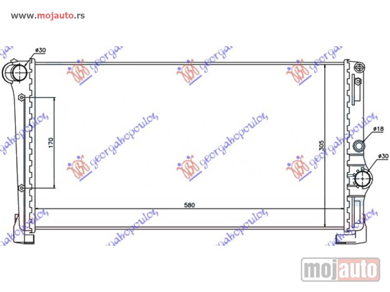 Glavna slika -  HLADNJAK MOTORA 1.3JTD (58x31x3.8) (MARELLI TIP) Fiat punto 03-11 -dostupno - MojAuto