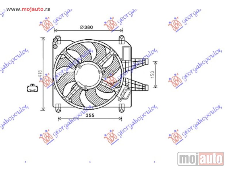 Glavna slika -  VENTILATOR KOMPLET (1.8/2.0 BENZIN) (+/-AC) Fiat brava 95-03 -dostupno - MojAuto