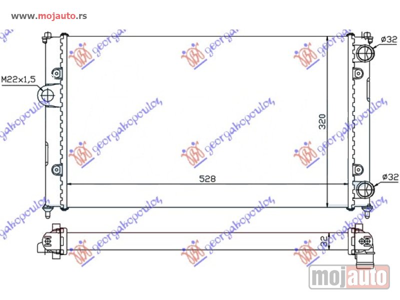 Glavna slika -  HLADNJAK MOTORA 1.0/1.4 BENZIN - 1.7 DIZEL (628x370) (MEHANICKI SPOJ) Seat cordoba 95-97 -dostupno - MojAuto