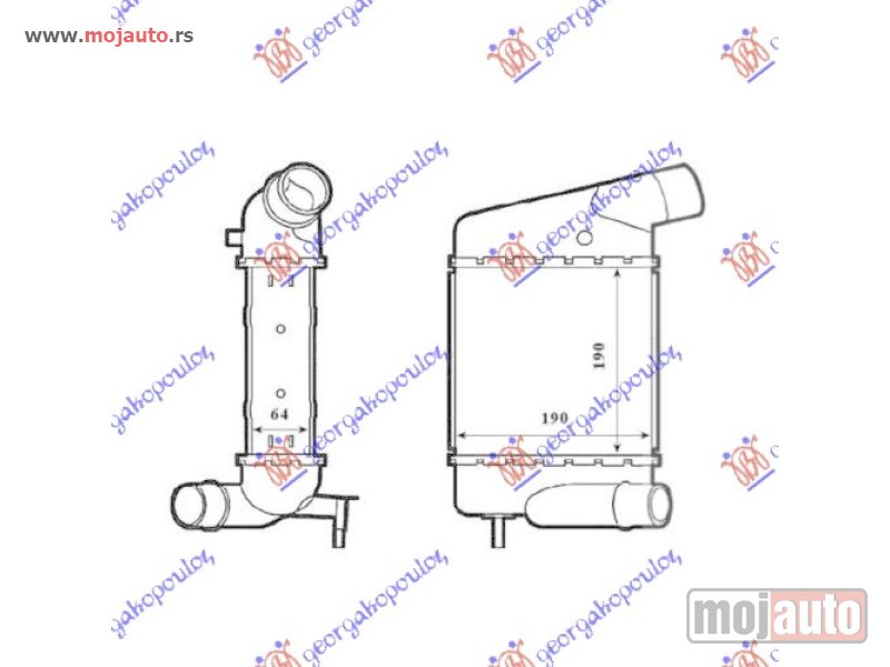 Glavna slika -  HLADNJAK INTERKULERA 1.2 TCE BENZIN - 1.5 DCi DIZEL (183x189x64) BRZA SPOJNICA / SRAF Renault twingo 07-12 -nedostupno - MojAuto