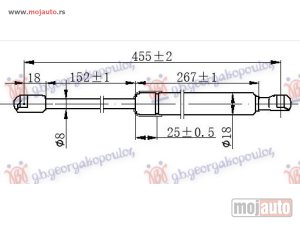 Glavna slika -  AMORTIZER GEPEK STAKLA (455L-200N) Mazda tribute 02-08 -dostupno - MojAuto